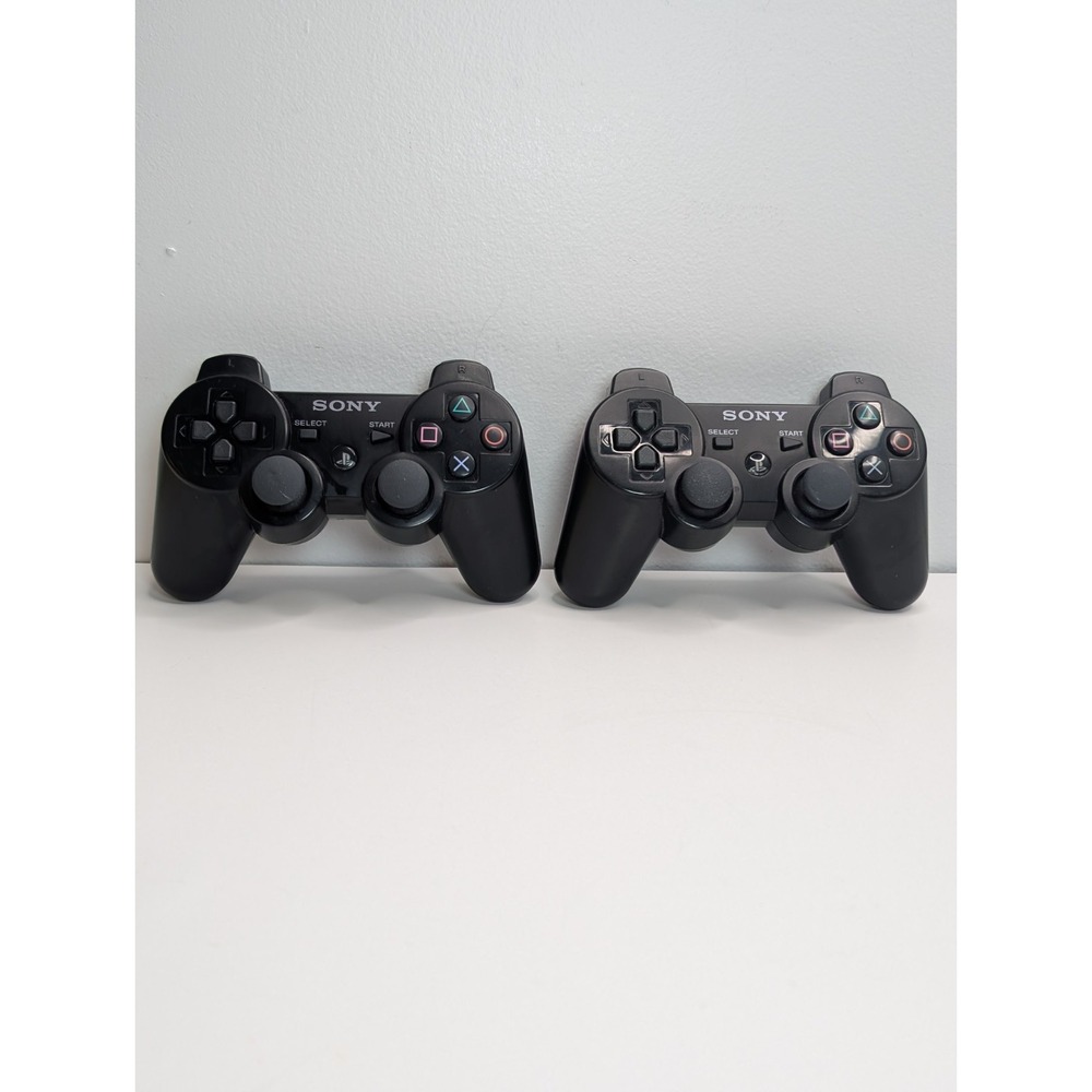 Two Sony PS3 White and Black  Dualshock 3 Controller PlayStation 3  *TESTED*
